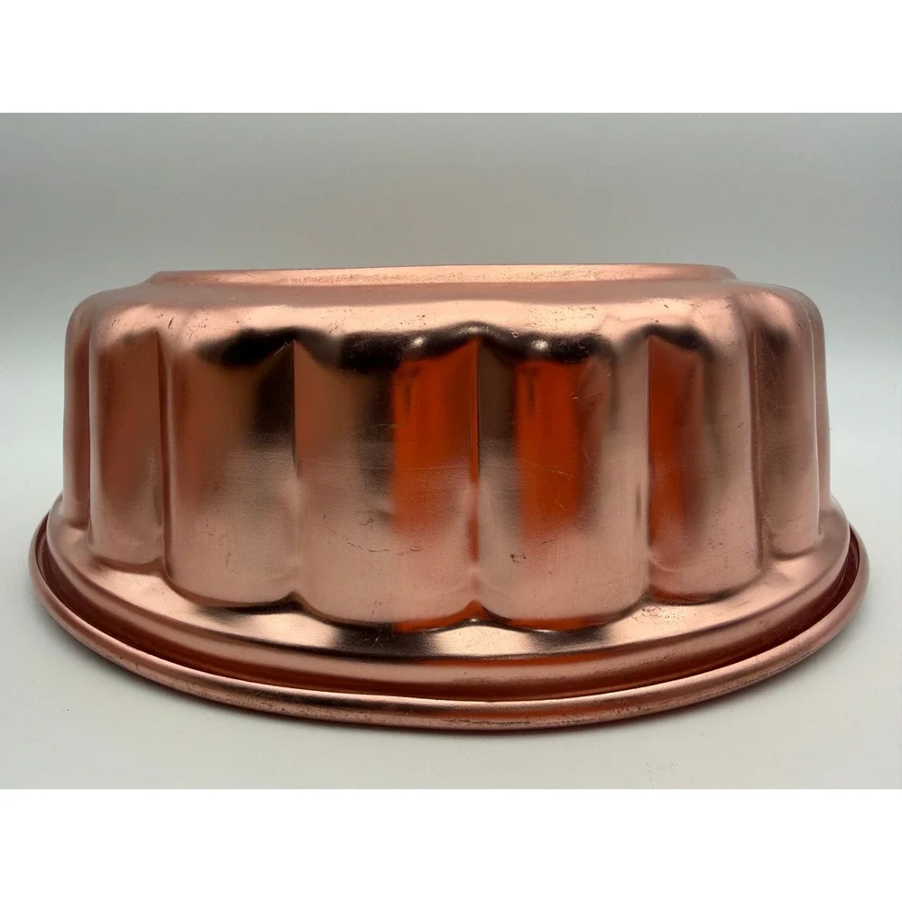 Vintage Copper Aluminum Pineapple Jello Mold Round Fluted Cake Tin Wall Decor